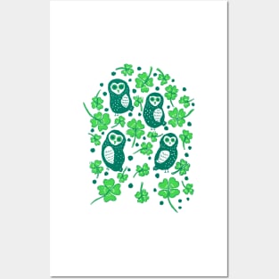 Shamrock Owls Posters and Art